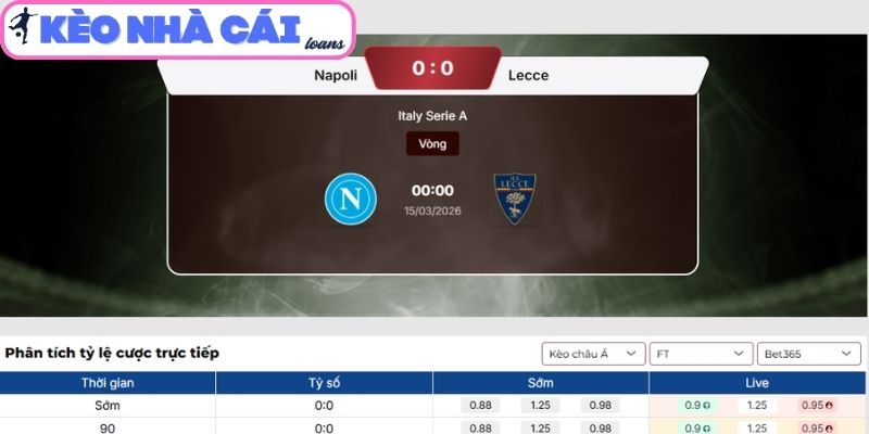 Napoli vs Lecce - Soi kèo 00:00 ngày 15/03 giải Serie A 3 Kèo châu Á trận Napoli vs Lecce (00:00 ngày 15/03, Serie A)