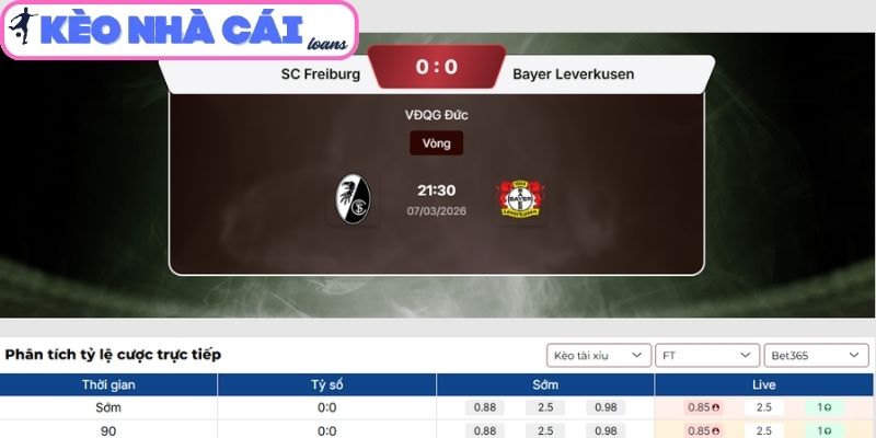 Kèo tài xỉu trận SC Freiburg vs Bayer Leverkusen (21:30 ngày 07/03, Bundesliga)