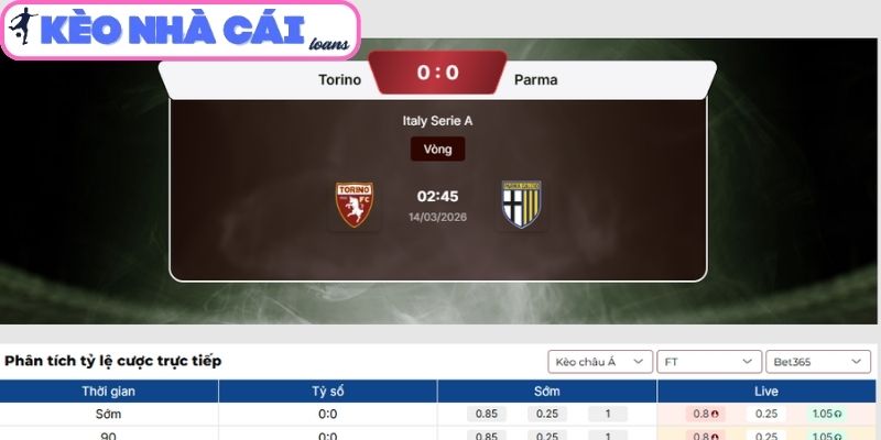 Soi kèo Torino vs Parma (02:45 ngày 14/03, Serie A) 3 Kèo châu Á trận Torino vs Parma (02:45 ngày 14/03, Serie A)