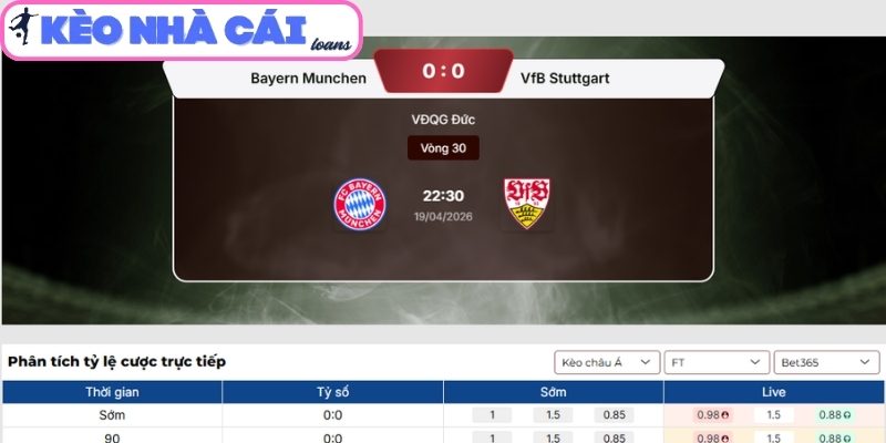 Kèo châu Á trận Bayern Munich vs Stuttgart (22:30 ngày 19/04, Bundesliga)